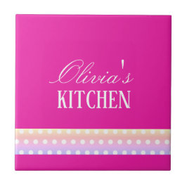 Bright Pink and Pola Dots  Tegeltje