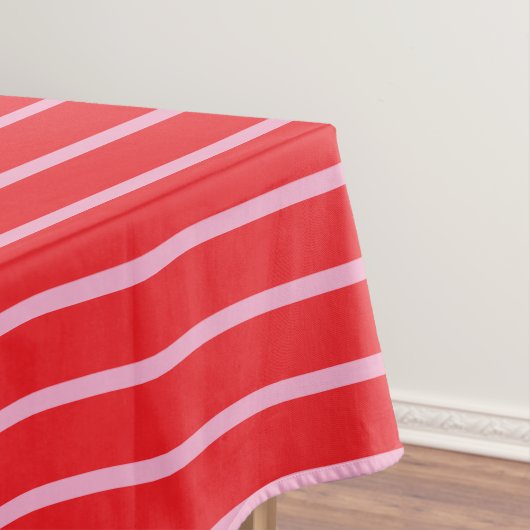 Bright Pink and Red Stripes Christmas Holiday Tafelkleed (Voorbeeld)