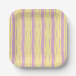Bright Pink and Yellow Wavy Stripes Papieren Bordje
