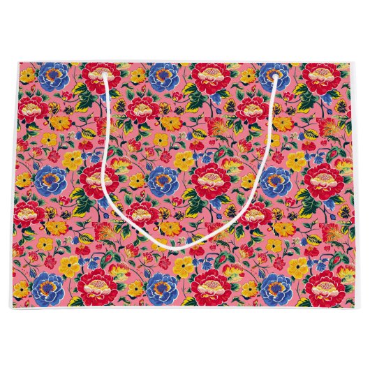 Bright Pink Chinoiserie Floral Groot Cadeauzakje (Voorkant)