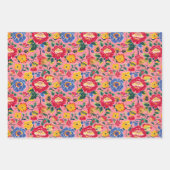 Bright Pink Chinoiserie Floral Inpakpapier Vel (Voorkant 3)