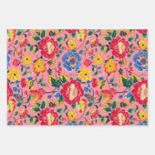 Bright Pink Chinoiserie Floral Inpakpapier Vel (Voorkant 2)