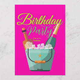 Bright Pink Custom Birthday Party Kaart