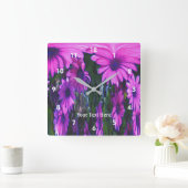 Bright Pink Daisy Flowers Abstract Art Vierkante Klok (Huis)