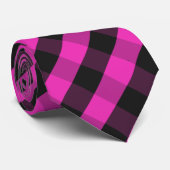Bright Pink Festive Buffalo Check Plaid Patterned Stropdas (Opgerold)