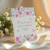 Bright Pink Flowers Bedankt voor Coming Sign Reclamebord Met Voetstuk