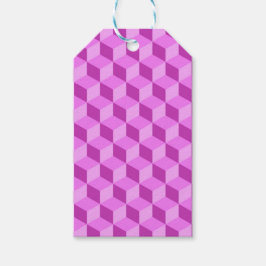 BRIGHT PINK GEOMETRIC CUBE PATTERNEN CADEAULABEL