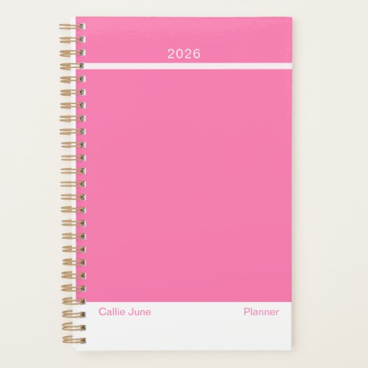 Bright Pink Minimalist Planner (Voorkant)