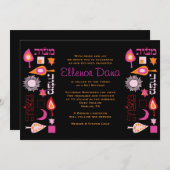 BRIGHT PINK MITZVAH Bar Bat mitzvah Invitation (Devant / Derrière)