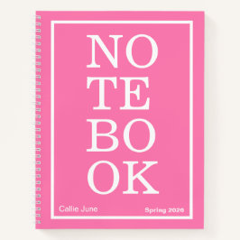 Bright Pink Modern Big "NOTEBOOK" Notebook Notitieboek