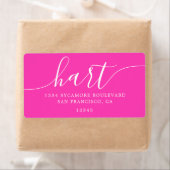 Bright Pink Modern Script Retouradres Etiket (Insitu)