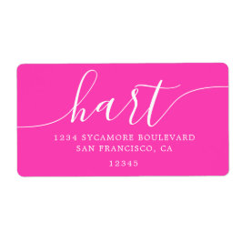 Bright Pink Modern Script Retouradres Etiket