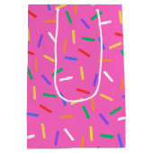 Bright Pink Rainbow Sprinkles Dank u Gift Bag Medium Cadeauzakje (Achterkant)