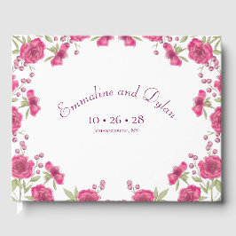 Bright Pink Rose Wedding Gastenboek