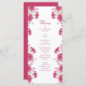 Bright Pink Rose Wedding Menus (Devant / Derrière)
