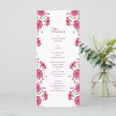 Bright Pink Rose Wedding Menus (Debout devant)