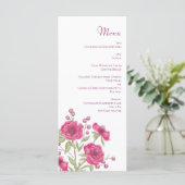 Bright Pink Rose Wedding Menus (Debout devant)