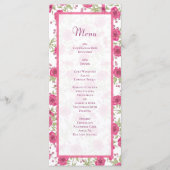 Bright Pink Rose Wedding Menus Menu (Voorkant)