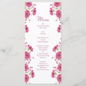 Bright Pink Rose Wedding Menus Menu (Voorkant)