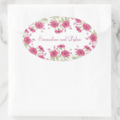 Bright Pink Rose Wedding Ovale Sticker (Tas)