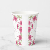 Bright Pink Rose Wedding Papieren Bekers (Rechts)