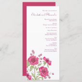 Bright Pink Rose Wedding Programs Menu (Voorkant / Achterkant)
