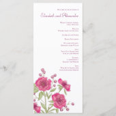 Bright Pink Rose Wedding Programs Menu (Voorkant)