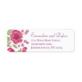 Bright Pink Rose Wedding Return Address Labels (Voorkant)