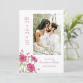 Bright Pink Rose Wedding Save the Date Kaart (Staand voorkant)