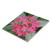 Bright Pink Tropical Flowers Tile Tegeltje (Zijkant)
