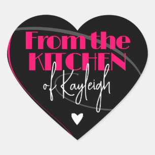 Bright Pink Uit de keuken van Signature Name Hart Sticker