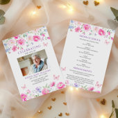 Bright Pink Wildflowers Funeral Order of Service Programma