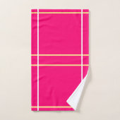 Bright Pink Yellow White Stripes Bad Handdoek (Handdoek)