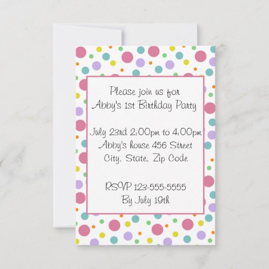 Bright Polka Dot Invitation Kaart (Voorkant)