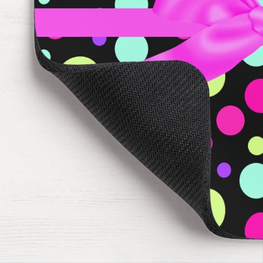 BRIGHT POLKA DOT PINK BOW MUISMAT (Hoek)