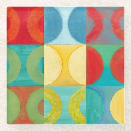 Bright Pop Art with Circles and Squares Glazen Onderzetter (Voorkant)