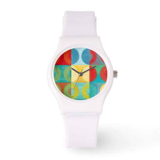 Bright Pop Art with Circles and Squares Horloge (Voorkant)
