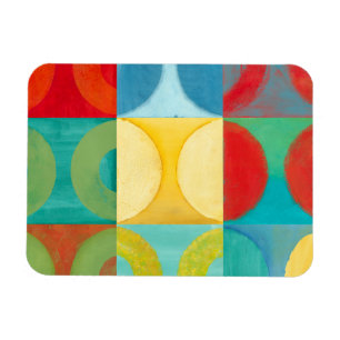 Bright Pop Art with Circles and Squares Magneet