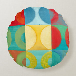 Bright Pop Art with Circles and Squares Rond Kussen