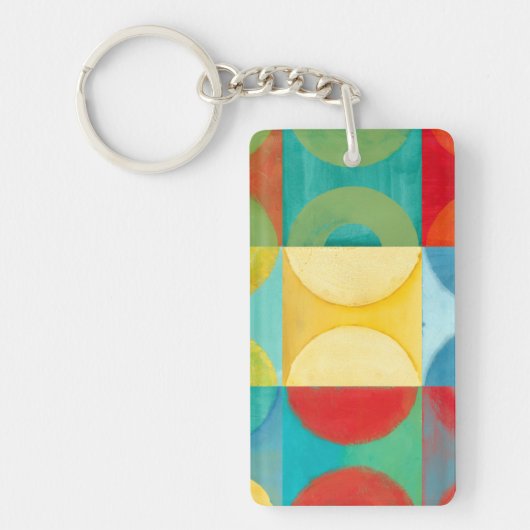 Bright Pop Art with Circles and Squares Sleutelhanger (Voorkant)