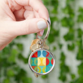 Bright Pop Art with Circles and Squares Sleutelhanger (Hand)
