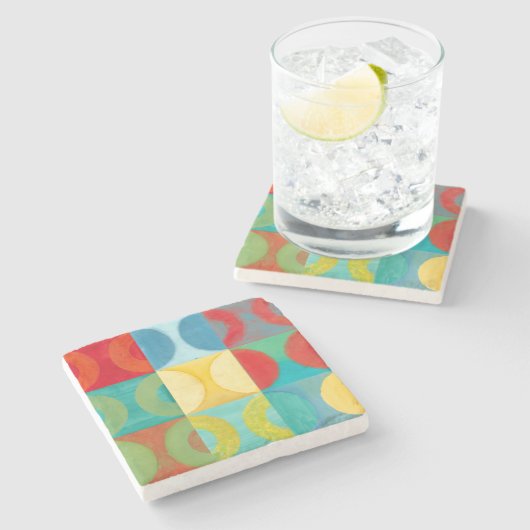 Bright Pop Art with Circles and Squares Stenen Onderzetter (Zijkant)
