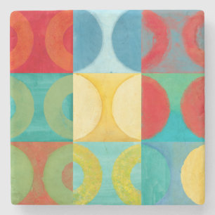 Bright Pop Art with Circles and Squares Stenen Onderzetter