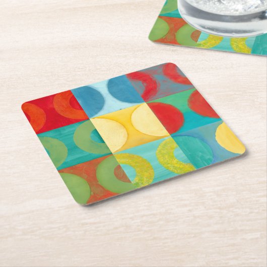 Bright Pop Art with Circles and Squares Vierkante Kartonnen Onderzetter (Schuin)