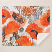 Bright Poppies Imprints: naadloze kunst Sherpa Deken (Voorkant (horizontaal))