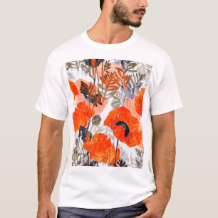 Bright Poppies Imprints: naadloze kunst T-shirt