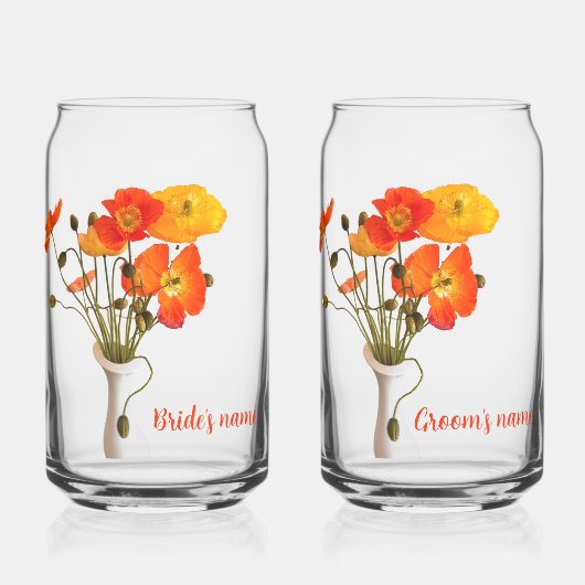 Bright Poppy Trouwcadeau Blikvorm Glas (Voorkant)