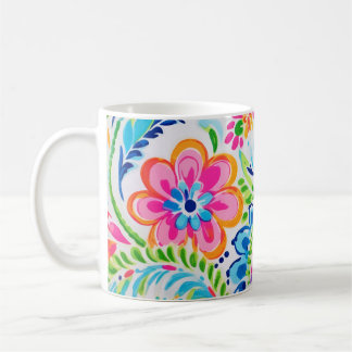 Bright Preppy Paisley Bloemen Kleurrijke Bloemen Koffiemok