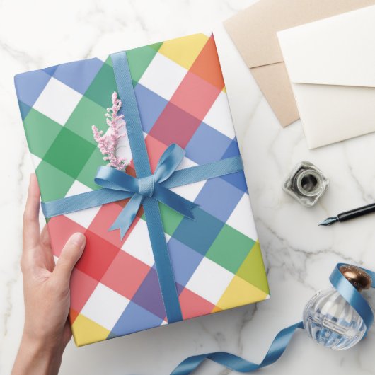 Bright Primary Colors Tartan Plaid Print Cadeaupapier (Geschenken)
