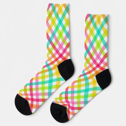 Bright Pset Gingham Pattern Socks Sokken (Links)